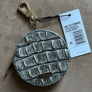 Brahmin leather Chrome Melbourne circle coin purse wallet charm NWT